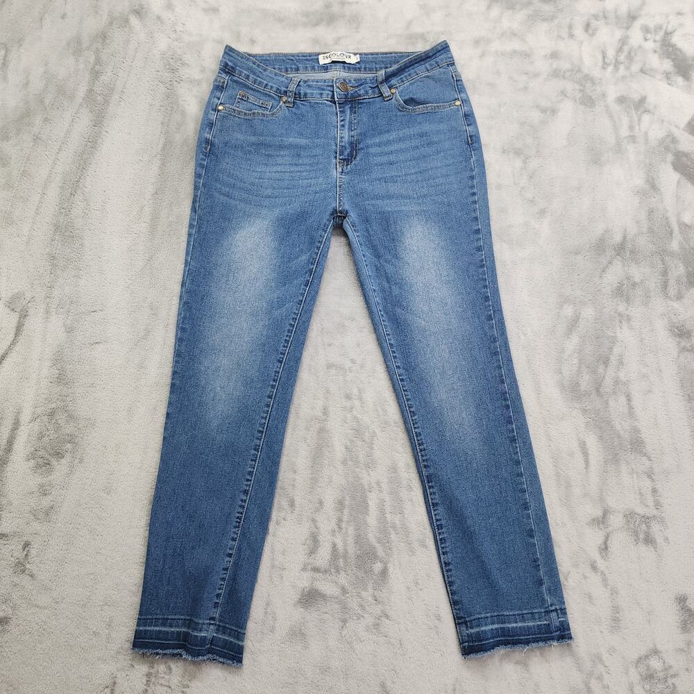 Escolour‎ LA Jeans Womens 11 Juniors Blue Mid Rise Skinny Released Hem Stretch